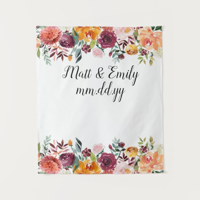 Floral Boho Photo Booth Prop Fall Wedding Backdrop (Front)