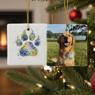 Floral Boho Pink Rose Dog Mom Pet Lover Gift Ceramic Ornament