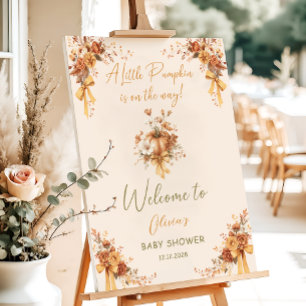 Floral Boho Pumpkin Bow Baby Shower Welcome Foam Board