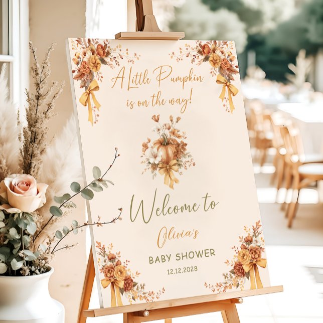 Floral Boho Pumpkin Bow Baby Shower Welcome Foam Board (Creator Uploaded)