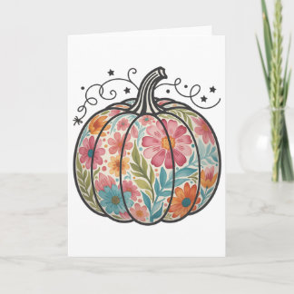 Floral Boho Pumpkin Preppy Fall Thanksgiving Cozy Card