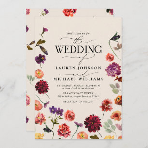 Floral Boho QR Code Wedding Invitation