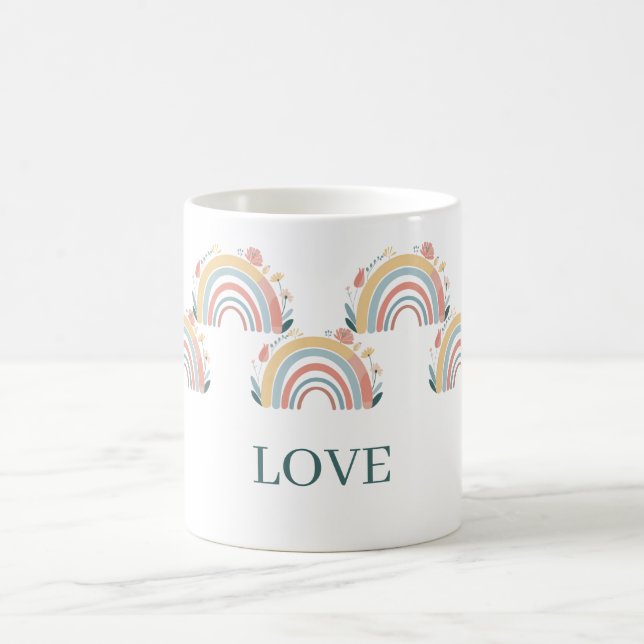 Floral Boho Rainbow Classic Coffee Mug (Center)