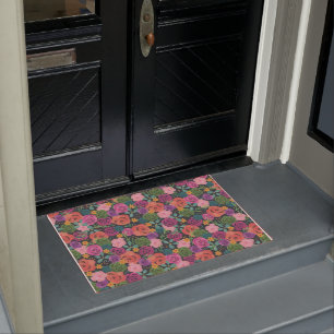 floral boho rose elegant chic botanical flowers doormat