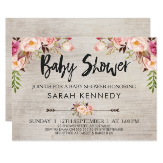 Floral Boho Rustic Baby Shower Invitation