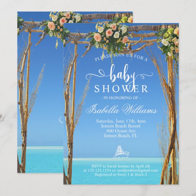 Floral Boho Summer Beach Gate Baby Shower Invitation (Front/Back)