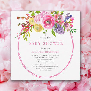 Floral Boho Summer Wildflower Garden Baby Shower Invitation