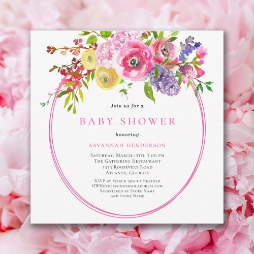 Floral Boho Summer Wildflower Garden Baby Shower  Invitation