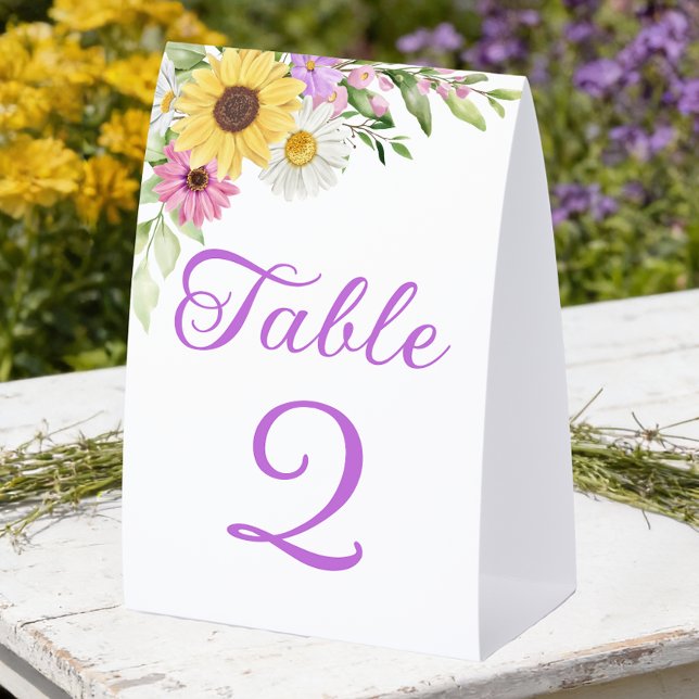 Floral Boho Sunflower Wedding Table Number Paper Table Tent (Creator Uploaded)