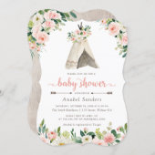 Floral Boho Teepee Chic Arrows Tribal Baby Shower Invitation (Front/Back)