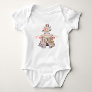 Floral Boho Tribal Teepee Wild One 1st Birthday Baby Bodysuit