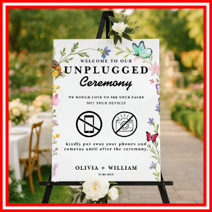 Floral Boho Unplugged Ceremony Wedding Sign