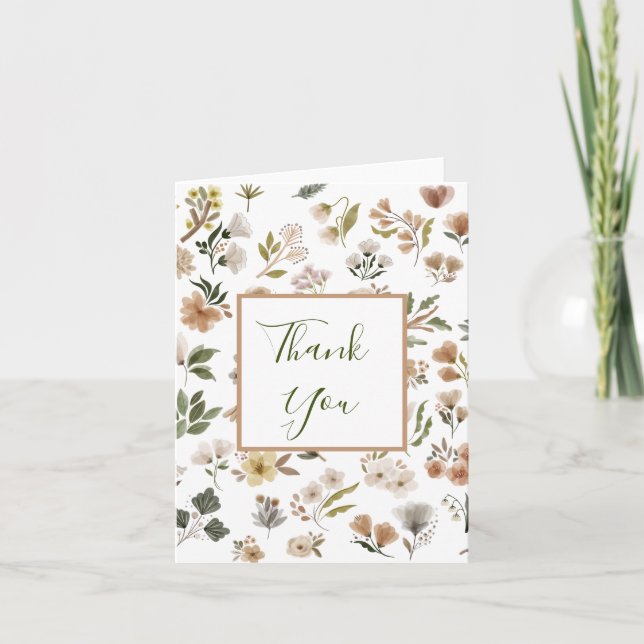 Floral Boho Watercolor Baby Shower Thank You (Front)