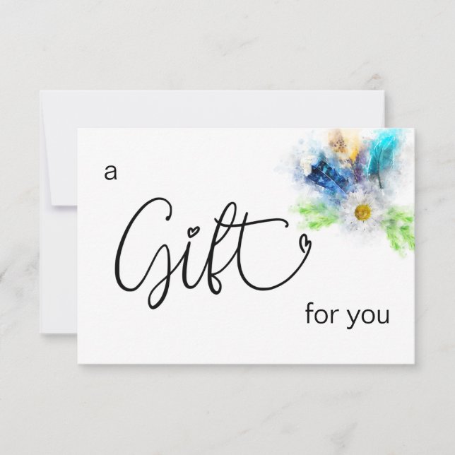 *~* Floral Boho Watercolor Crystal Heart  Feather (Front)