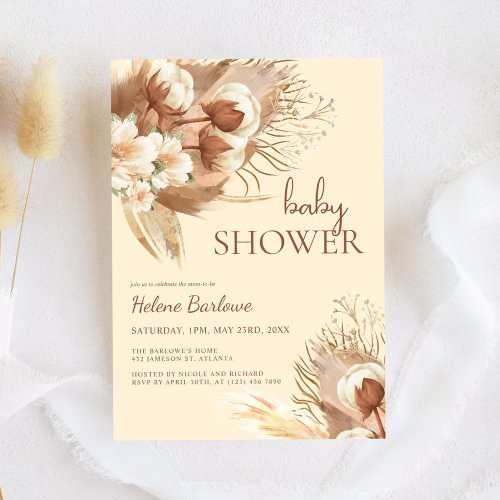 Floral Boho Watercolor Fall Baby Shower Invitation