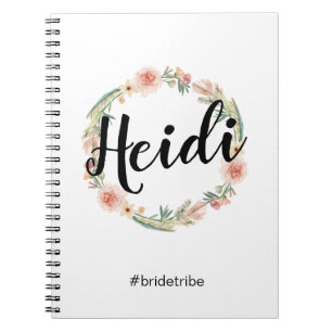 Floral Boho Watercolor Painted Bridesmaid Notebook