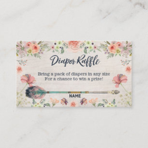 Floral Boho Watercolor Tribal Diaper Raffle Ticket Enclosure Card