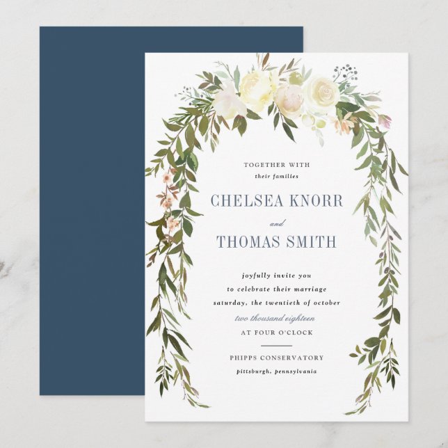 Floral Boho Wedding Invitation (Front/Back)