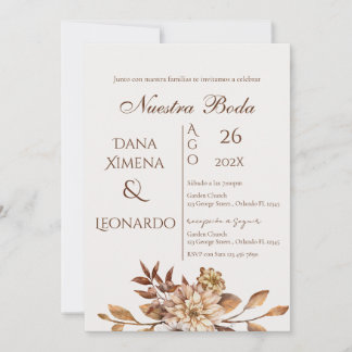 Floral Boho Wedding invitation Invitación