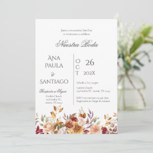 Floral Boho Wedding invitation Invitación