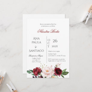 Floral Boho Wedding invitation Invitación