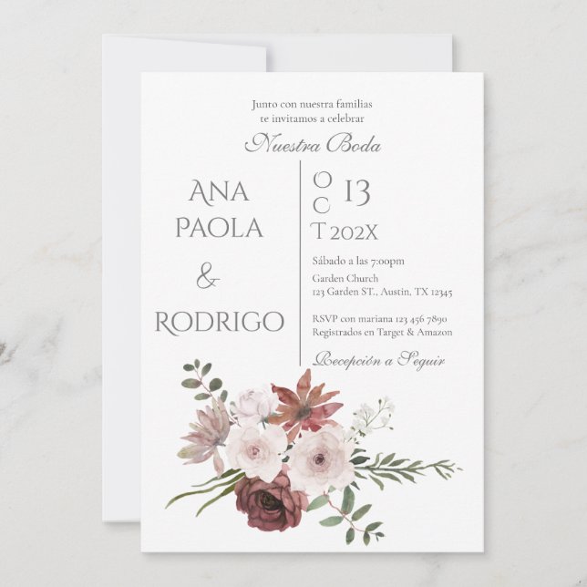 Floral Boho Wedding invitation Invitation (Front)