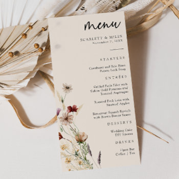 Floral Boho Wedding Menu by The_Painted_Paperie at Zazzle