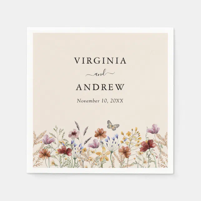 Floral Boho Wedding Napkins Zazzle