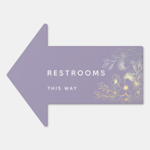 Floral Boho Wedding Restroom This Way Arrow Sign