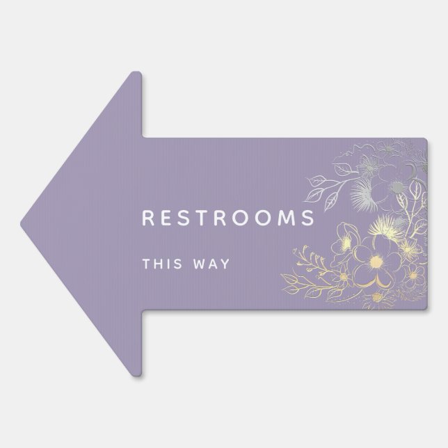 Floral Boho Wedding Restroom This Way Arrow Sign (Front)