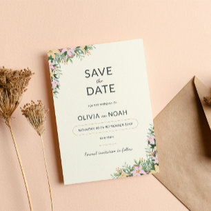 Floral boho wedding save the date