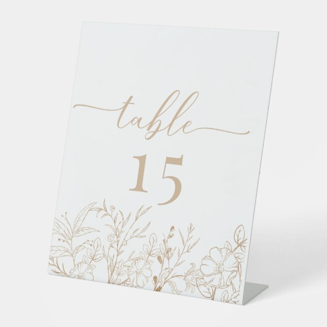 Floral Boho Wedding Table Number Pedestal Sign (Front)