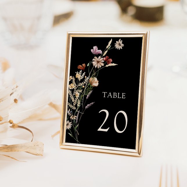 Floral Boho Wedding Table Numbers (Black Floral Boho Wedding Table Numbers by Painted Paperie
)