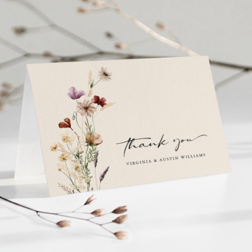 Floral Boho Wedding Thank You Card