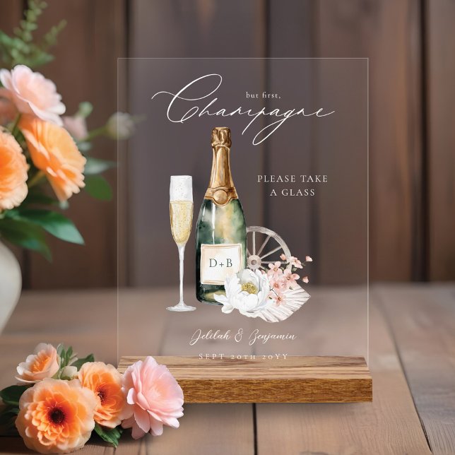 Floral Boho Western Country Wedding Drink Bar Menu Acrylic Sign (Floral Boho Western Country Wedding Drink Bar Menu Acrylic Sign)