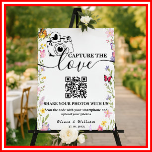 Floral Boho Wildflower Capture The Love QR Wedding Foam Board