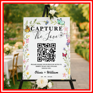 Floral Boho Wildflower Capture The Love QR Wedding Foam Board