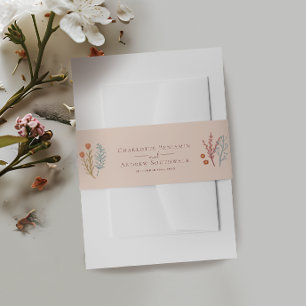 Floral Boho Wildflower Wedding  Invitation Belly Band
