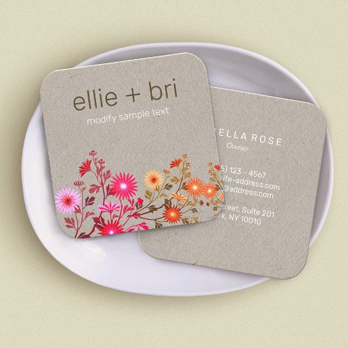 Floral Boho Wildflowers  Kraft Business Card