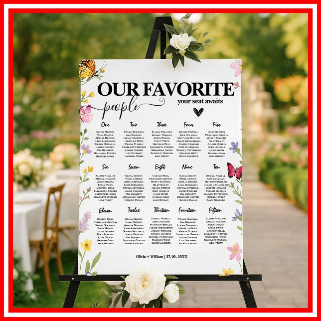 Floral Boho Wildflowers Wedding Seating Chart Foam Board (Creator Uploaded)