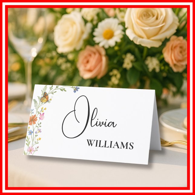 Floral Boho Wildflowers Wedding Table Name Card (Creator Uploaded)