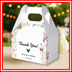 Floral Boho Wildflowers Wedding Thank You Favor Boxes
