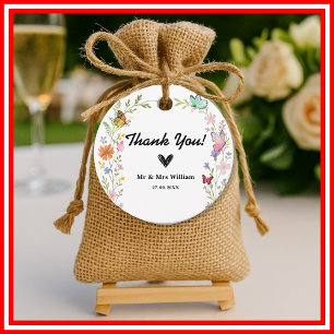 Floral Boho Wildflowers Wedding Thank You Favor Tags
