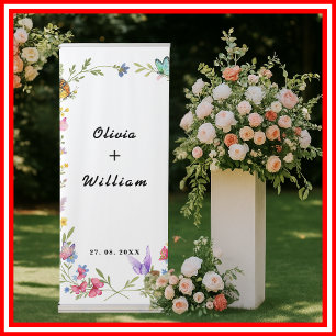 Floral Boho Wildflowers Wedding Welcome Sign