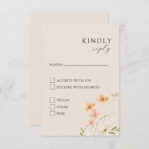 Floral Boho With Meals RSVP Card