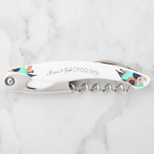 Floral Bold Poppies Couples Monogram Waiter's Corkscrew