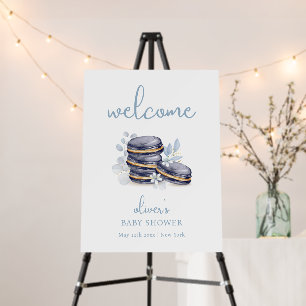 Floral Bonjour Macaron Baby Shower Welcome Sign