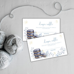 Floral Bonjour Macaron Diaper Raffle Baby Shower Enclosure Card