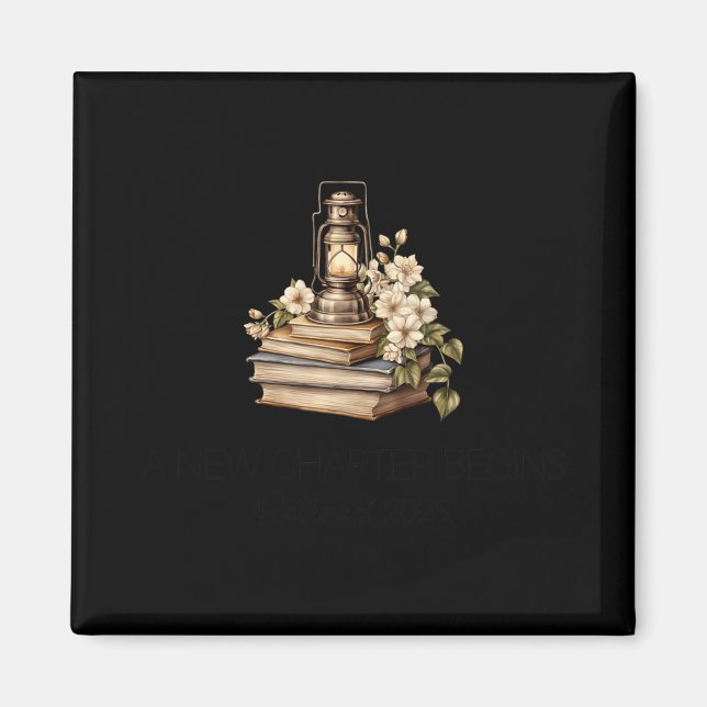 Floral Book A New Chapter Begins Retired Retiremen Magnet (Front)