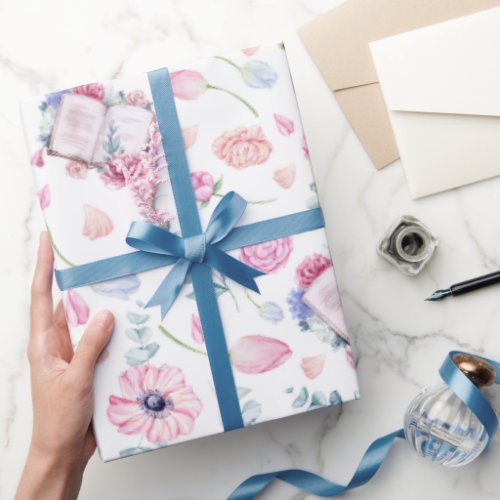 Floral Book Club  Wrapping Paper